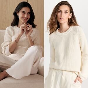Jenni Kayne Cotton Fisherman Sweater Ivory